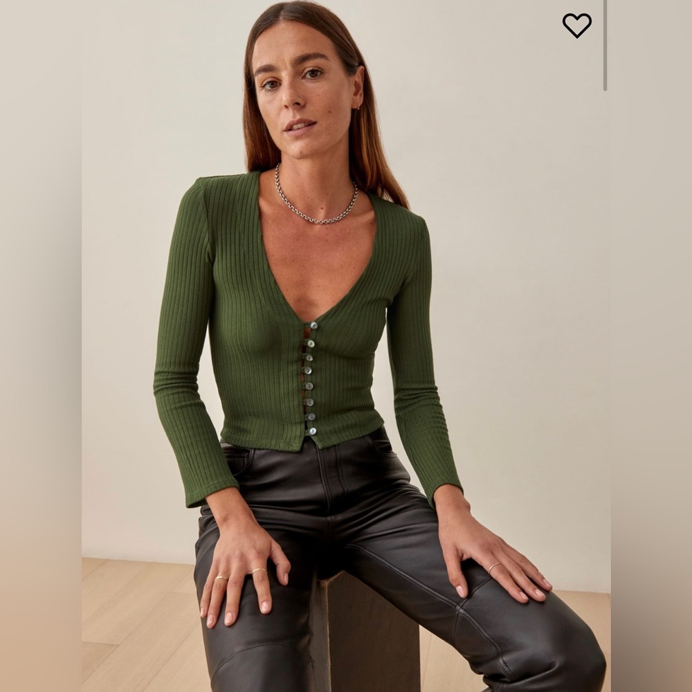 Reformation green gellar top. Size medium